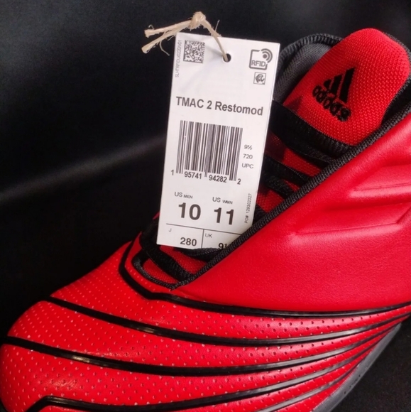 Sz 10 Adidas t-mac 2.0 restomod ( Brand New) Houston Rockets Red / Black - Picture 9 of 10